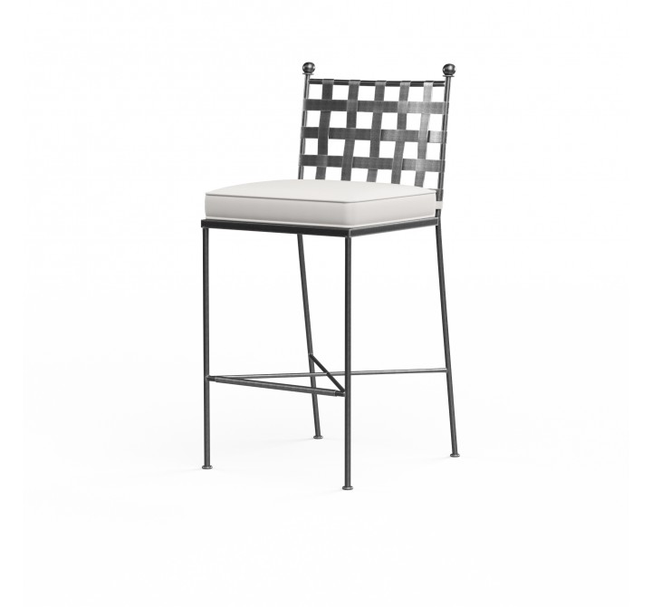 Provence Barstool in Canvas Flax w/ Self Welt - Front Side Angle
