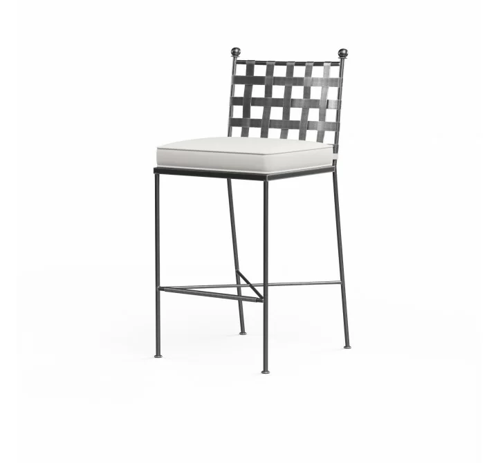Provence Barstool in Canvas Flax w/ Self Welt - Front Side Angle