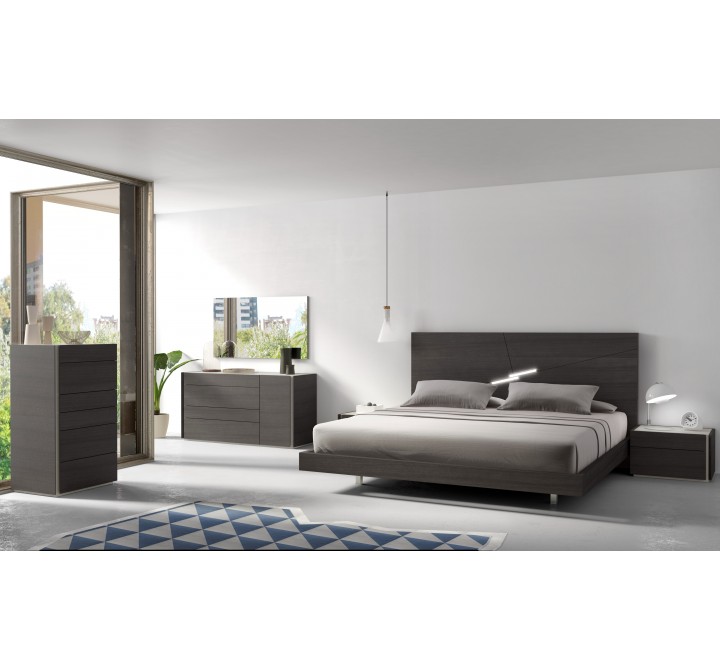 J&M Furniture Faro Premium Bedroom Set in Wenge with Light Grey 