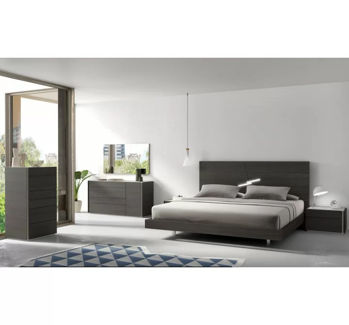 J&M Furniture Faro Premium Bedroom Set in Wenge with Light Grey 
