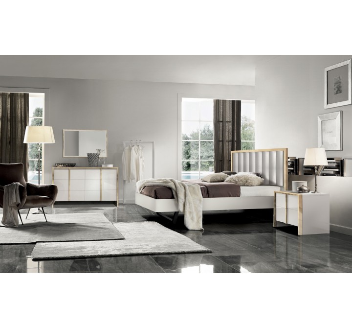 J&M Furniture Fiocco Premium White and Gold Panel Bedroom Set