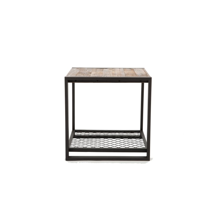 Crawford and Burke Blair Reclaimed Wood and Metal 23" Side Table, Front View