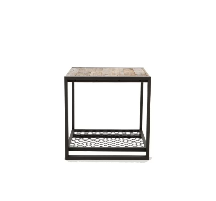 Crawford and Burke Blair Reclaimed Wood and Metal 23" Side Table, Front View