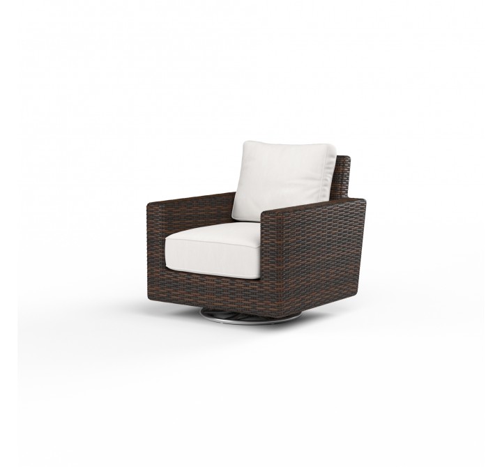 Montecito Swivel Rocker Club Chair in Canvas Flax w/ Self Welt - Front Side Angle