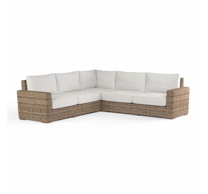 Havana Sectional in Canvas Flax w/ Self Welt - Front Side Angle
