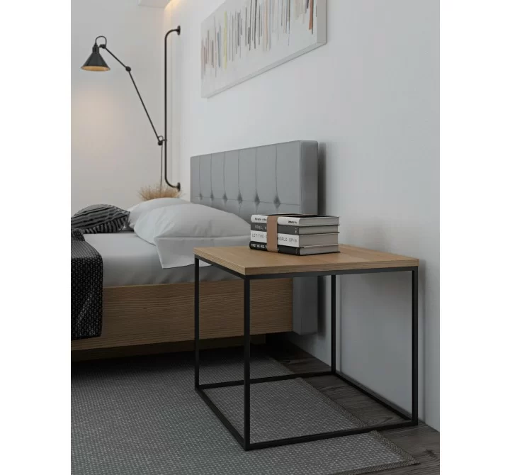 TemaHome Gleam 20x20 Wood Top Side Table in Oak & Black - Lifestyle