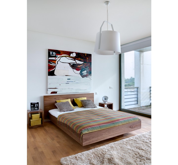 TemaHome Float Bed - Queen Size With Mattress Support in Walnut - Lifestyle