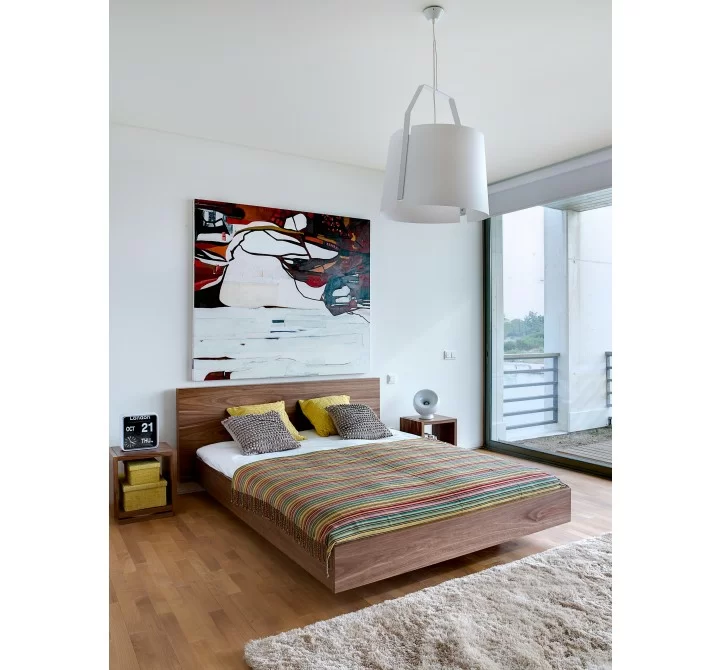 TemaHome Float Bed - Queen Size With Mattress Support in Walnut - Lifestyle
