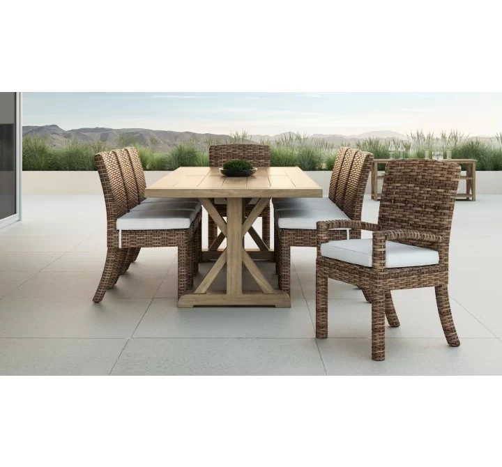 Sunset West Havana Dining Chair in Canvas Flax w/ Self Welt - Lifestyle