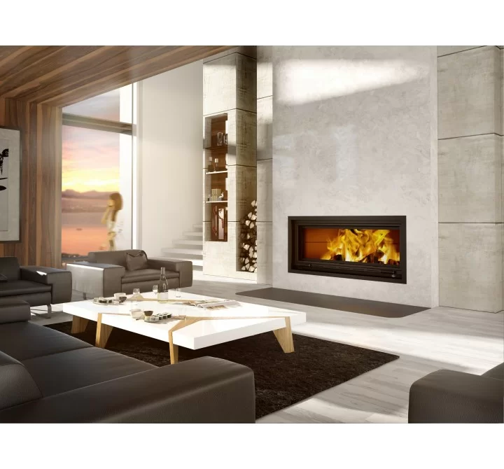 Valcourt Fireplace Saint Laurent Linear Wood Burning Fireplace with Chimney - Lifestyle