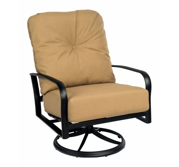 Woodard Fremont Cushion Big Man's Swivel Rocking Lounge Chair in Black - Angled