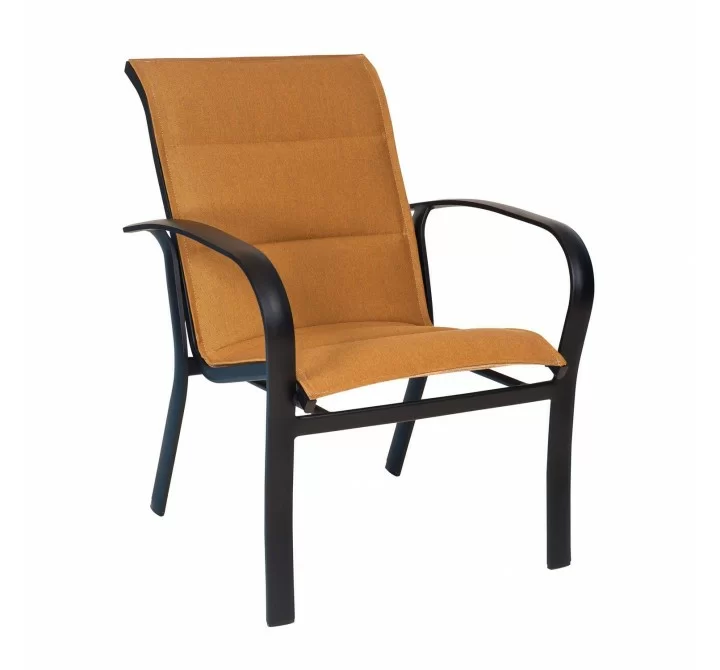 Woodard Fremont Padded Sling Dining Armchair - Stackable - Angled