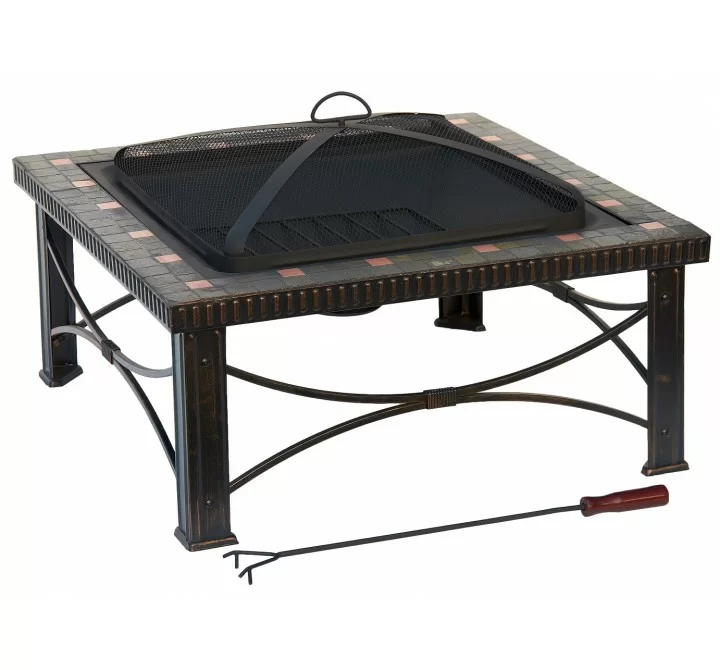 AZ Patio Heaters 30" Slate Tile Fire Pit - Front Side View