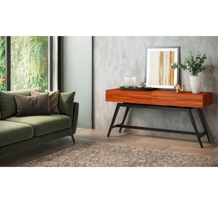 Furnitech 63" Mid-Century Modern Console in Iron Wood - Lifestyle