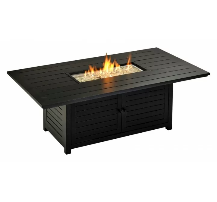72" X 40" Regal Series Rectangle Chat Table With Fire Pit - Angled with Fire