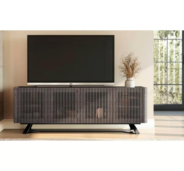 Furnitech Danielle 86" Contemporary Media/Buffet Console In A Soothing Coastal Grey Finish - lifestyle