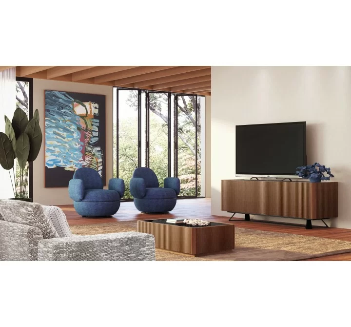 Furnitech Danielle 86" Contemporary Media/Buffet Console In A Rich Chocolate Brown Finish - lifestyle
