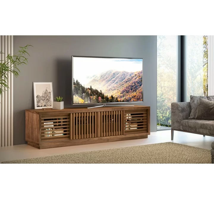 Furnitech Oliver 82" Media Console In American Walnut - lifestyle