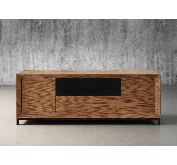 Furnitech Rafaela 86" Media Console With A Rich Honey Oak Finish - front