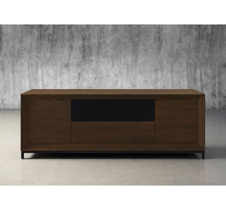 Furnitech Rafaela 86" Oak Media Console In A Rich Chocolate Brown Finish - front
