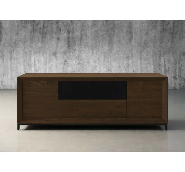 Furnitech Rafaela 86" Oak Media Console In A Rich Chocolate Brown Finish - front