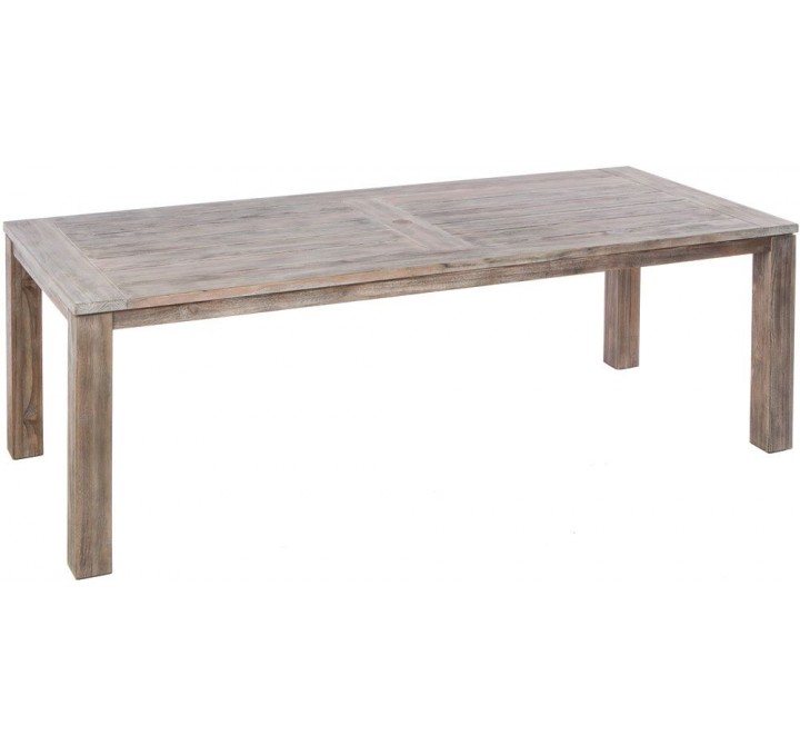 Alfresco Home Malvern 71" Rectangular Wood Dining Table w/ Umbrella Hole - Front Side Angle