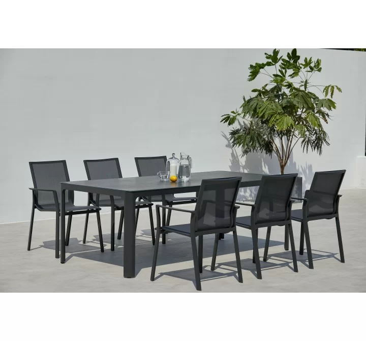 Bellini Home and Garden Waldorf 7pc Dining Set In Dark Grey Lava Frame Finish 010
