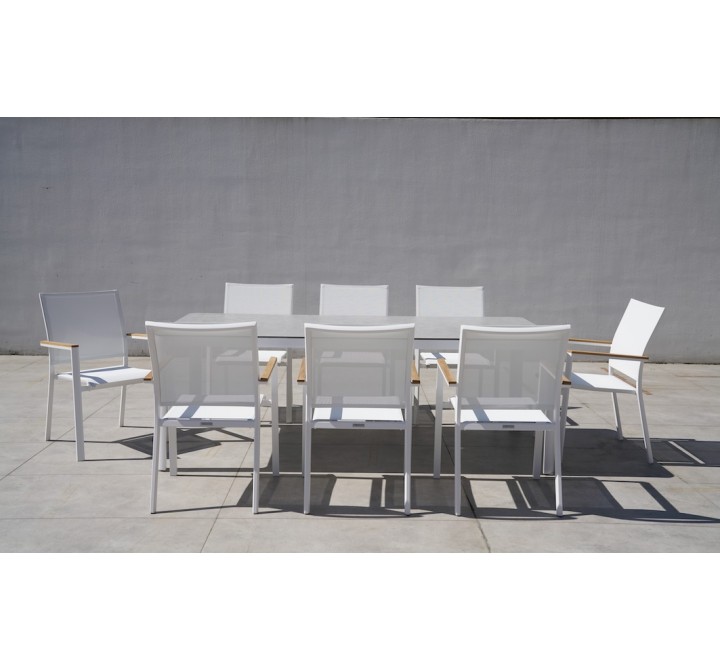 Bellini Home and Garden Terraza 9pc Dining Set with Tribeca with Ceramic Glass Table Top