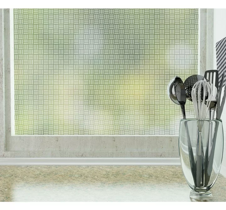 Odhams Press Egyptian Weave Frosted Non-Adhesive Decorative Window Film - Privacy Cling Film