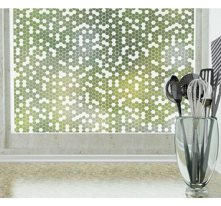 Odhams Press Honeycomb Frosted Non-Adhesive Decorative Window Film - Privacy Cling Film
