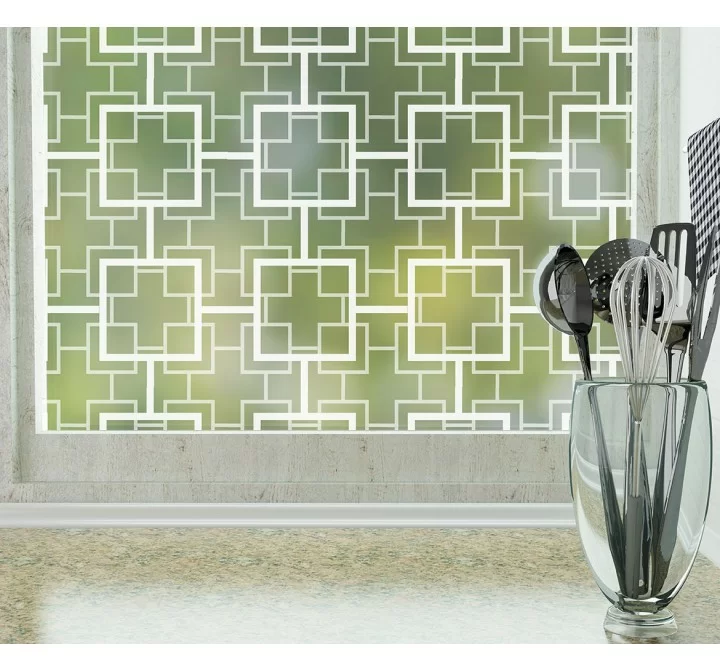 Odhams Press Peggy Frosted Non-Adhesive Decorative Window Film - Privacy Cling Film