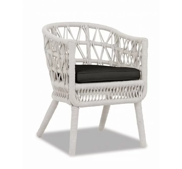 Dana Rope Dining Chair in Spectrum Carbon w/ Self Welt - Front Side Angle