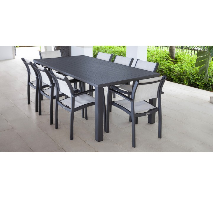 Source Furniture Fusion Aluminum Stackable Arm Dining Side Chair