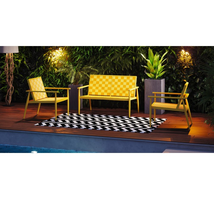 Source Outdoor Furniture Danish Aluminum Sling Strap Loveseat