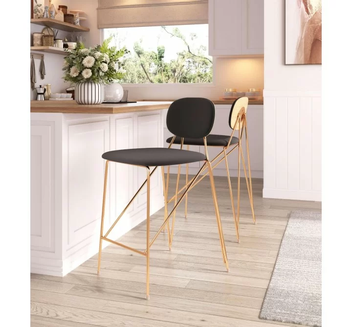 Georges Counter Stool Gray & Gold - Lifestyle