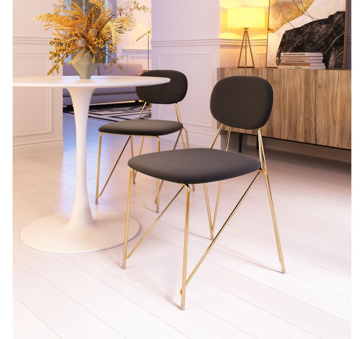 Georges Dining Chair in Gray & Gold-Lifestyle 1
