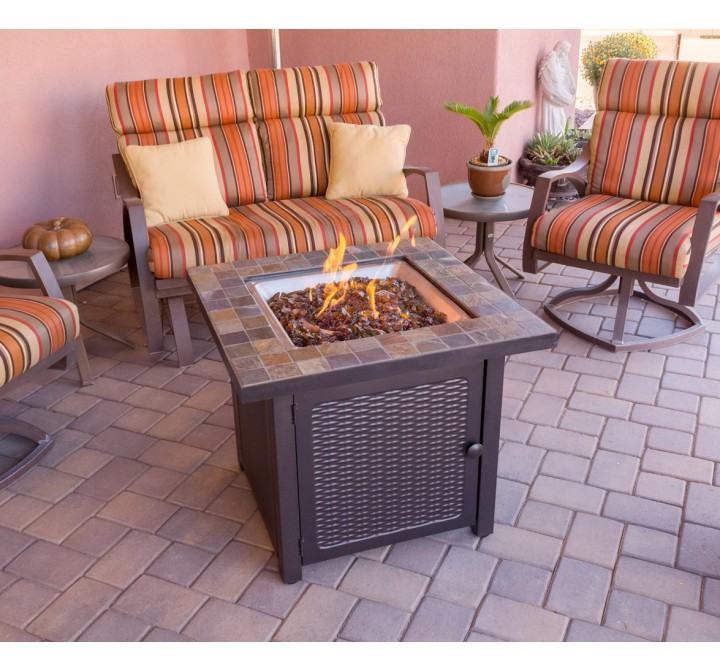 AZ Patio Heaters Square Slate Fire Pit - Lifestyle