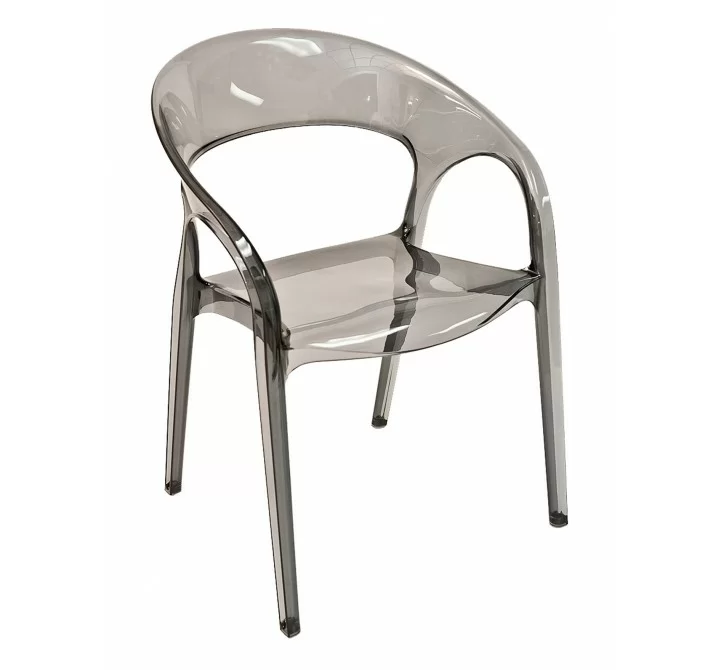 Polypropylene Shell With Aluminum Legs Side Chair - GOSSIP - Smoke Gray