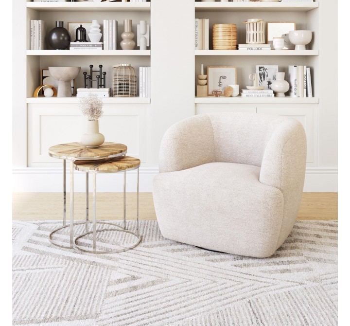 Govan Swivel Chair in Ivory- Lifestyle 2