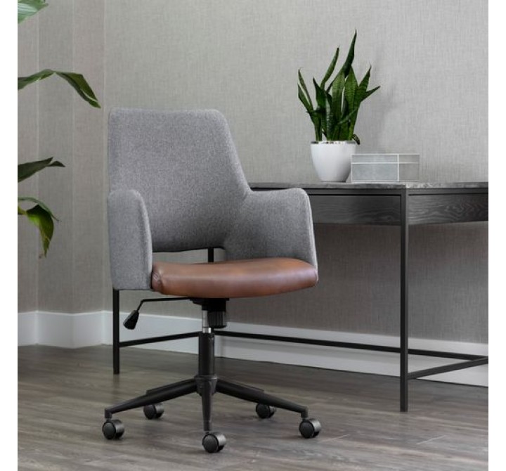Sunpan Ian Office Chair - Bravo Cognac/Salt and Pepper Tweed  - Lifestyle