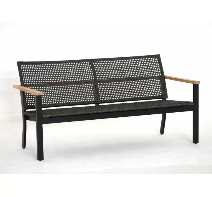 Royal Teak Naples Sofa Charcoal Aluminum and Rope D