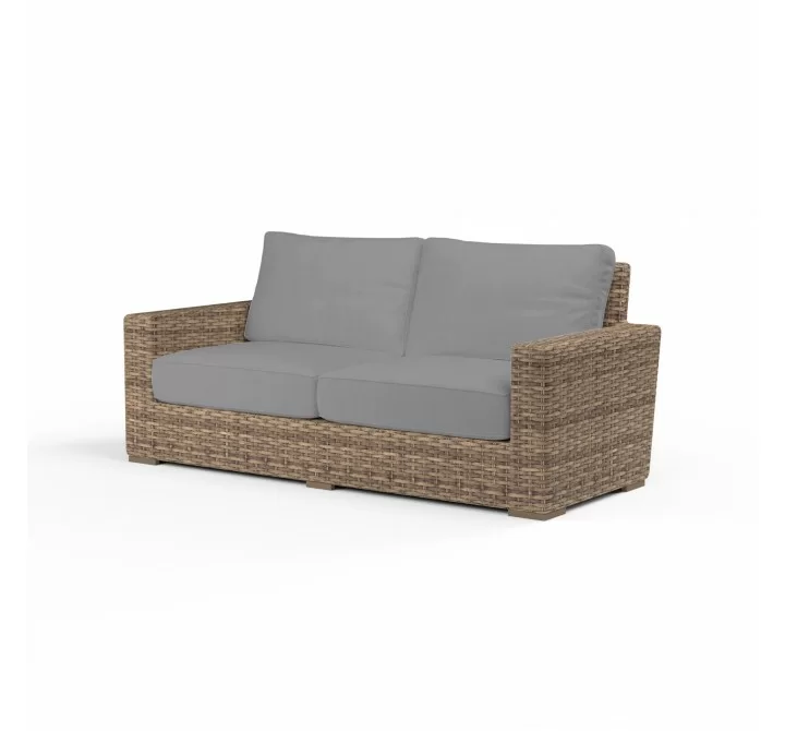 Havana Loveseat in Canvas Granite w/ Self Welt - Front Side Angle