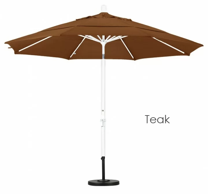 California Umbrella 11' Aluminum Market Umbrella Collar Tilt Matted White - Olefin