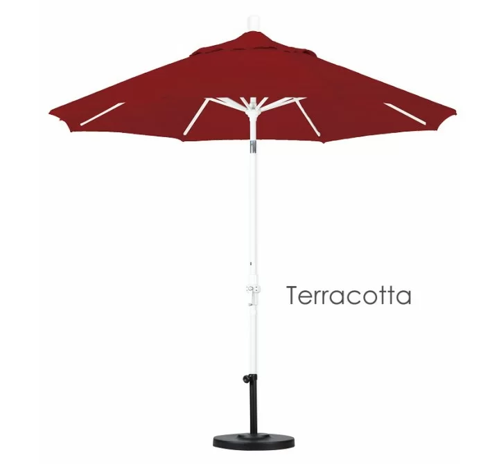 California Umbrella 9' Aluminum Market Umbrella Collar Tilt - Matted White - Sunbrella