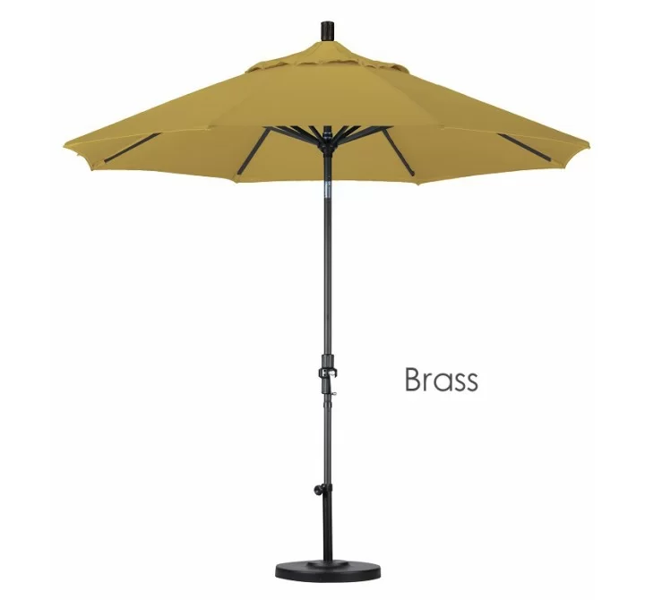 California Umbrella 9' Aluminum Market Umbrella Collar Tilt - Matted Black - Sunbrella