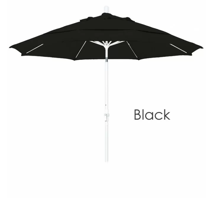California Umbrella 11' Fiberglass Market Umbrella Collar Tilt DV Matted White - Olefin