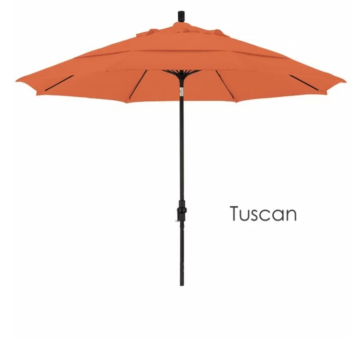 California Umbrella 11' Fiberglass Market Umbrella Collar Tilt DV Matted White - Sunbrella