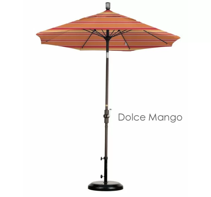 California Umbrella 7.5' Fiberglass Market Umbrella Collar Tilt - Bronze - Sunbrella