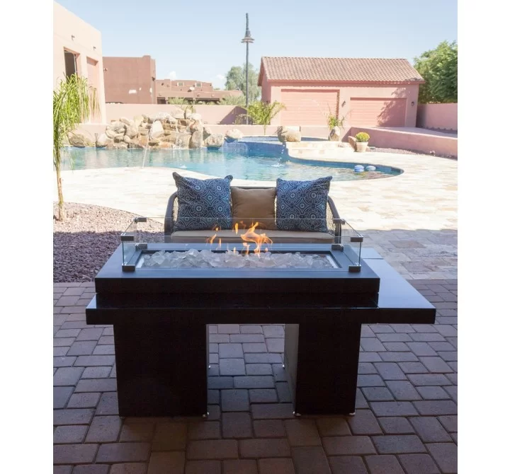 AZ Patio Heaters Two Tiered Firepit in Black Mocha - Covered - Lifestyle