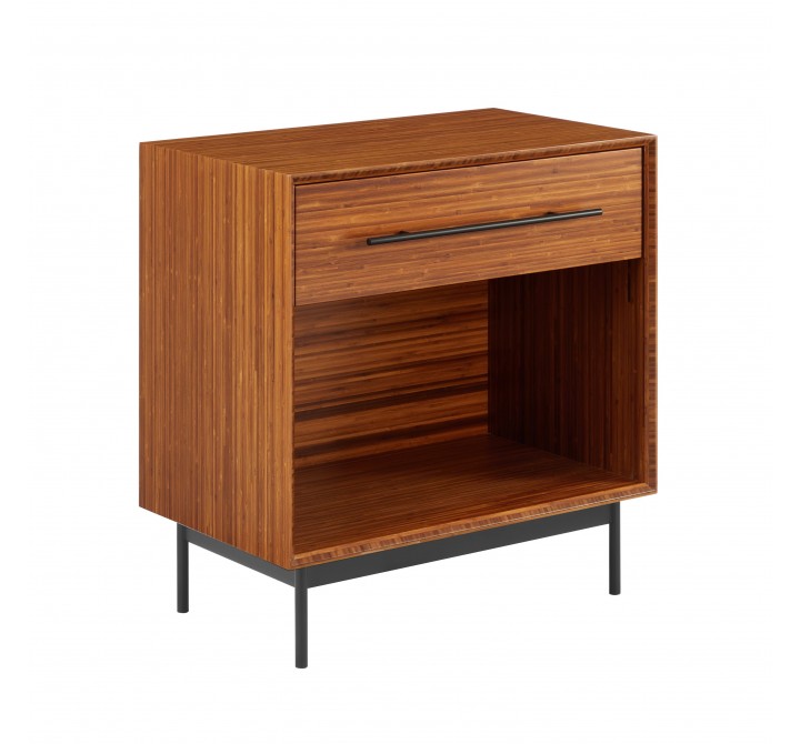 Greenington Taylor 28" 1 Drawer Nightstand In Amber - Front Side Angle